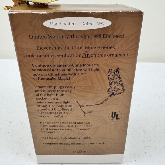 VTG Hallmark Ornament Magic "Chris Mouse Tree" Lights 1995 11th In Series W/Box - Picture 7 of 9